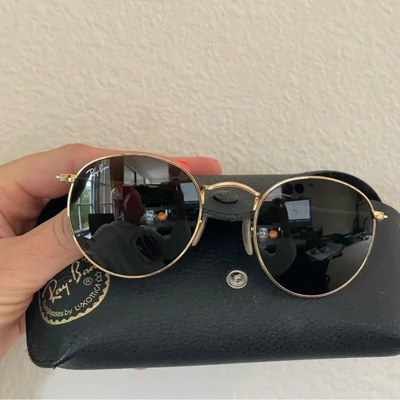 Ray-Ban G15 Round Green & Gold Sunglasses - Picture 2 of 7